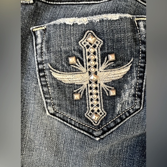 💎 Sang Real Bootcut Jeans - Size 28 - Embroidered Cross Pockets 💎 - Picture 10 of 11